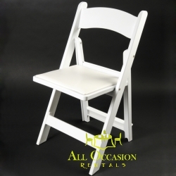 Resina blanca silla plegable con acolchado asiento de vinilo